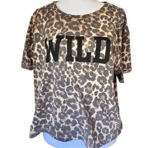 Youth in Revolt Short Sleeve Crew Neck Leopard Print 'WILD' Graphic T-Shirt Sz L